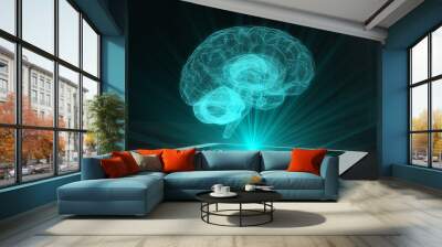 Brain projection futuristic holographic display phone tablet hologram technology Wall mural