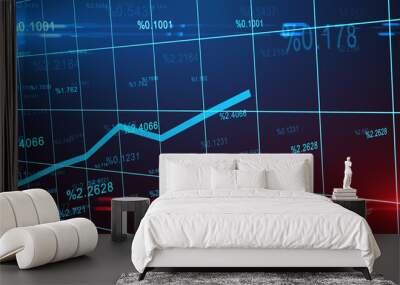 Chart graph inflation increase rise in interest rates percentage numbers - Illustration Rendering Wall mural