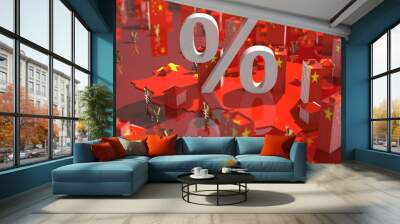 China's population growth effecting real estate property housing market investment - 3D illustration render Wall mural