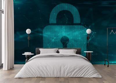 Cyber crime and internet security from hacking attack or malware and viruses Wall mural