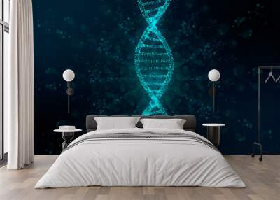 DNA double helix genetic engineering of human genes graphic animation conceptual digital background - 3D render Wall mural