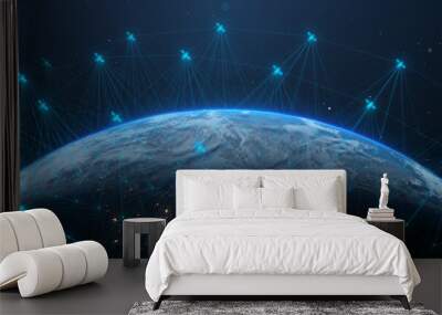 global nanosatellite or nanosat, satellite communication technology systems for a connected telecomm Wall mural