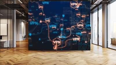 vpn, or virtual private network provides privacy, anonymity and security to users by creating a priv Wall mural