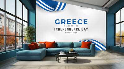 Happy Greece Independence Day March 25th Celebration Vector Design Illustration. Template for Poster, Banner, Advertising, Greeting Card or Print Design Element Wall mural