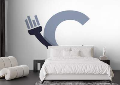 Letter C Brush and Paint with Minimalist Design Style Wall mural