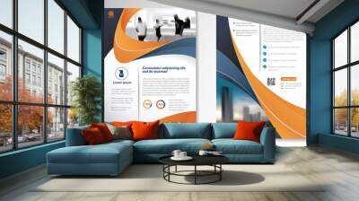 Template vector design for Brochure, AnnualReport, Magazine, Poster, Corporate Presentation, Portfolio, Flyer, infographic, layout modern with Orange color size A4, Front and back, Easy to use. Wall mural