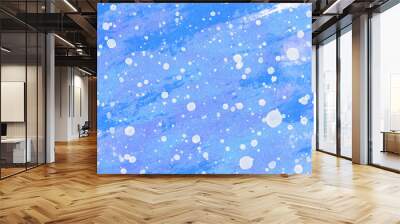 雪が降る冷たそうな水彩風の青と水色と紫の背景素材 Wall mural