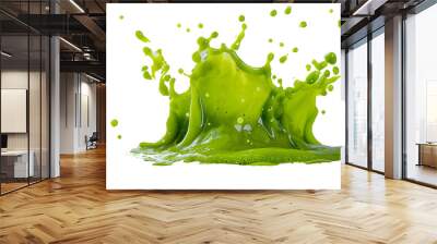 Avocado smoothie splash isolated on transparent background Wall mural