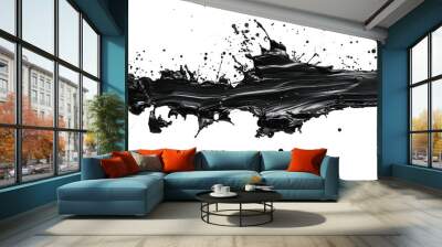 Dramatic black ink splashes create dynamic ripples on transparent background	
 Wall mural