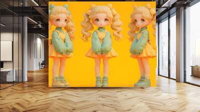 3d cute character Wall mural