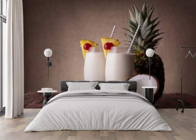 Pina Colada and fresh pineapple Wall mural