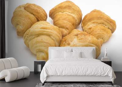 five delicious filled croissants on white background Wall mural