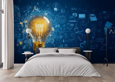 light bulb with idea Wall mural