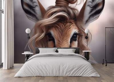 Gazelle Ear hair styled into a messy topknot, photo va (2) Wall mural