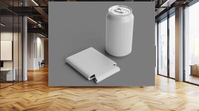 isometric White Blank Can with Can Holder Mockup 3D Rendered Wall mural