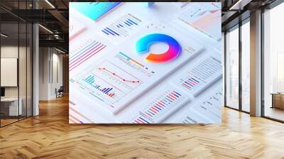 Colorful graphic chart with data visualization for Business reporting analysis concept. Wall mural