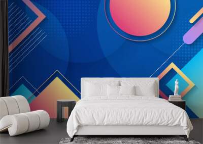 Abstract geometric template design of shape with gradient color overlapping. Design of minimal with circle halftone artwork background. Wall mural