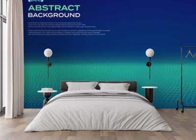 Abstract of glowing stipe line pattern on green blue background. Wall mural