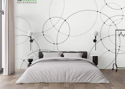 Abstract simple black circle connection futuristic background. Wall mural