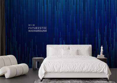 Futuristic full frame of science movement in gradient blue line pattern background. Wall mural