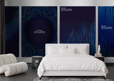 Futuristic stripe gradient blue lines  brochure set. Wall mural