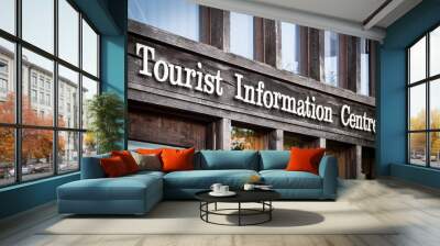 Toursit information centre sign on timber frame Wall mural