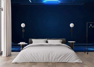 1. A modern template featuring a blue color scheme, designed for a futuristic sports gaming concept. Wall mural