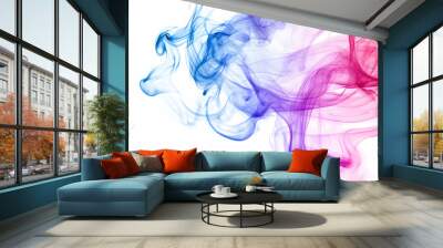 Abstract colorful smoke isolated on white background with copy space  - Wall mural