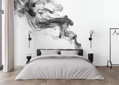 Cigarette isolated on a white background with black smoke  - Wall mural