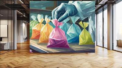 colorful bags in the market Wall mural