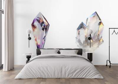 Iridescent abstract crystal shard isolated on transparent png background Wall mural