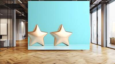 Leader and ranking receive three star awards Gold prize shines on pastel blue background Wall mural