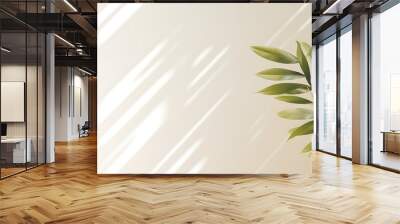 Minimalistic light background with blurred foliage shadow on a white wall Wall mural