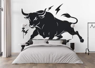 Powerful Bull Silhouette Design Wall mural