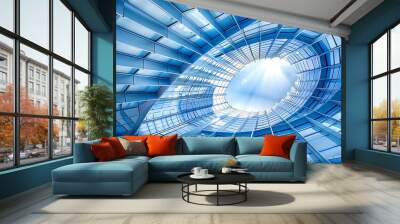 The modern abstract architectural blue pattern. Wall mural