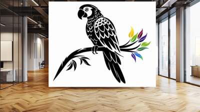 Vibrant Parrot Silhouette Design Wall mural