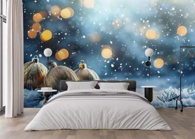 winter holiday christmas balls background Wall mural