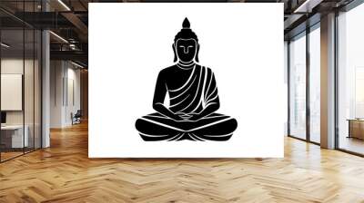 Buddha | vector silhouette illustration on white background Wall mural