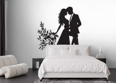 Couple silhouette vector art illustration. Wall mural