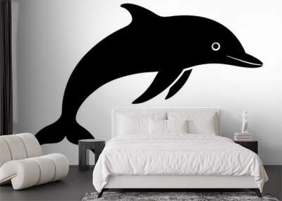 Dolphin Silhouette | isolated vector silhouette illustration on white background Wall mural