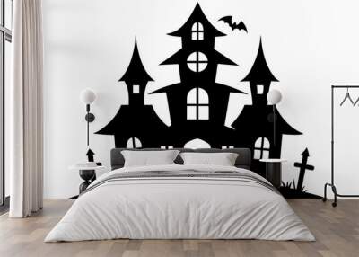 Halloween house | vector silhouette illustration on white background Wall mural