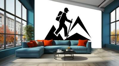 Hiking icon vector silhouette | vector silhouette illustration on white background Wall mural