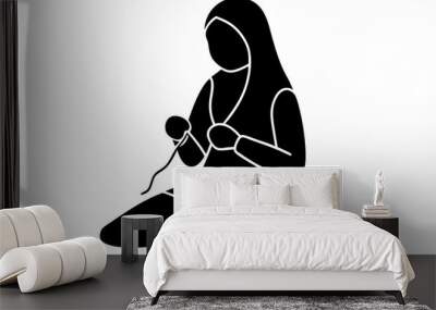 Person crocheting silhouette | isolated vector silhouette illustration on white background Wall mural