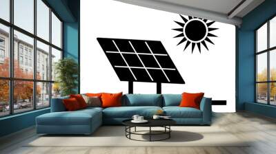 Power solar panel energy with sunlight | vector silhouette illustration on white background Wall mural