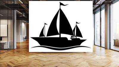 Sailing | vector silhouette illustration on white background Wall mural