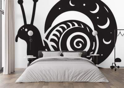 Snail Silhouette vector flat illustration. Wall mural