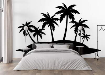 Tropical Island | vector silhouette illustration on white background Wall mural