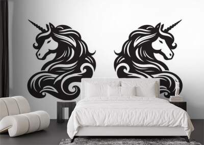 Unicorn silhouette vector illustration, White background. Wall mural