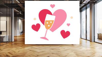 Valentine Champagne | isolated vector illustration on white background Wall mural