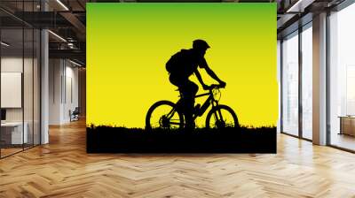 vector - mountain biker girl silhouette Wall mural